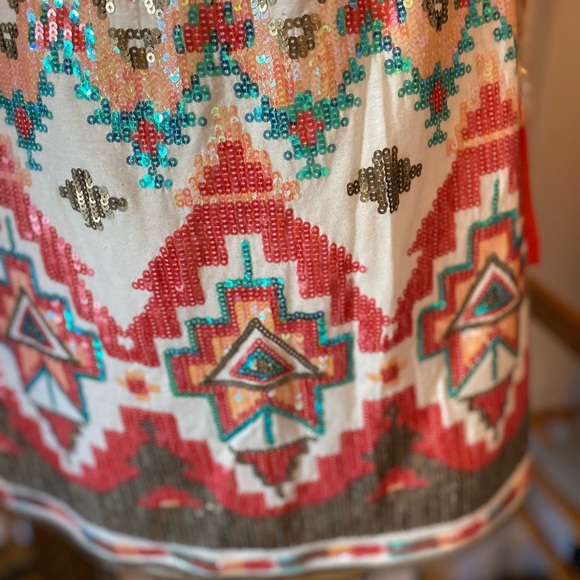 Miami Sequin mini skirt-Aztec pattern- Sz S - Picture 6 of 7